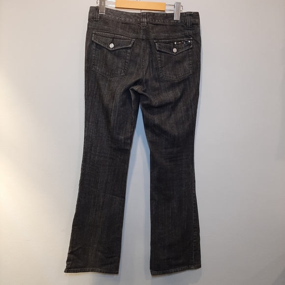 ❌SOLD❌MICHAEL KORS Striated Bootcut Jeans Zip Fly Flap Pocket MK Designer - Picture 9 of 16